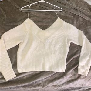 White H&M Off the Shoulder Sweater